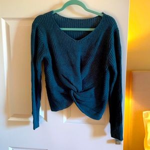 Green Sweater with Front Knot